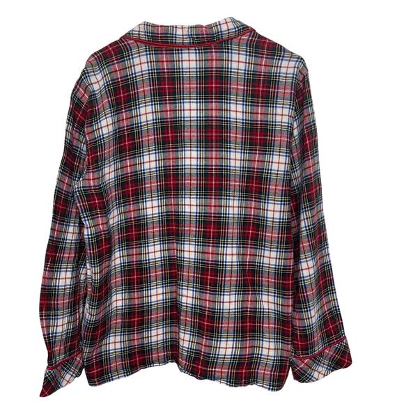 Lauren Ralph Lauren sleep shirt pajama top white red green plaid women's large - Picture 6 of 16